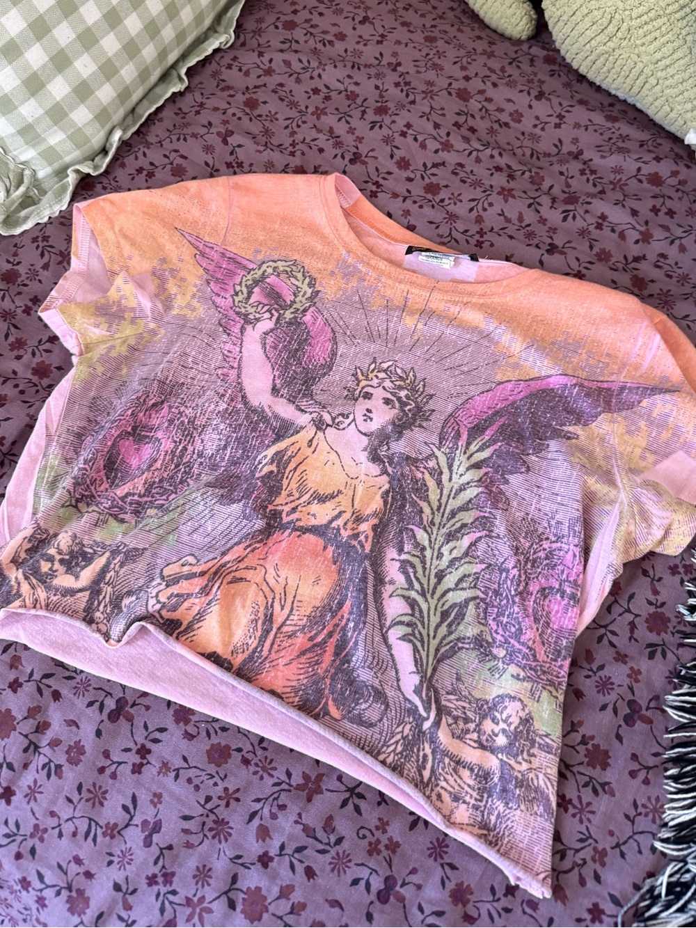 Self Esteem Pink Angel Graphic Crop Top
